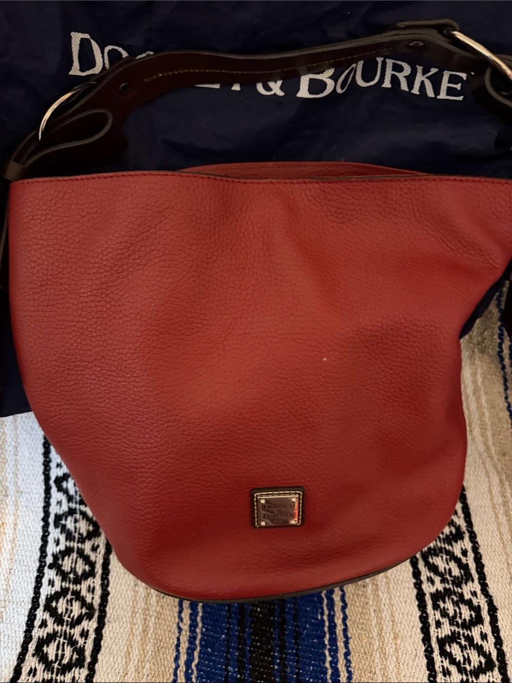 Dooney & Bourke Red Pebbled Leather Shoulder Hobo